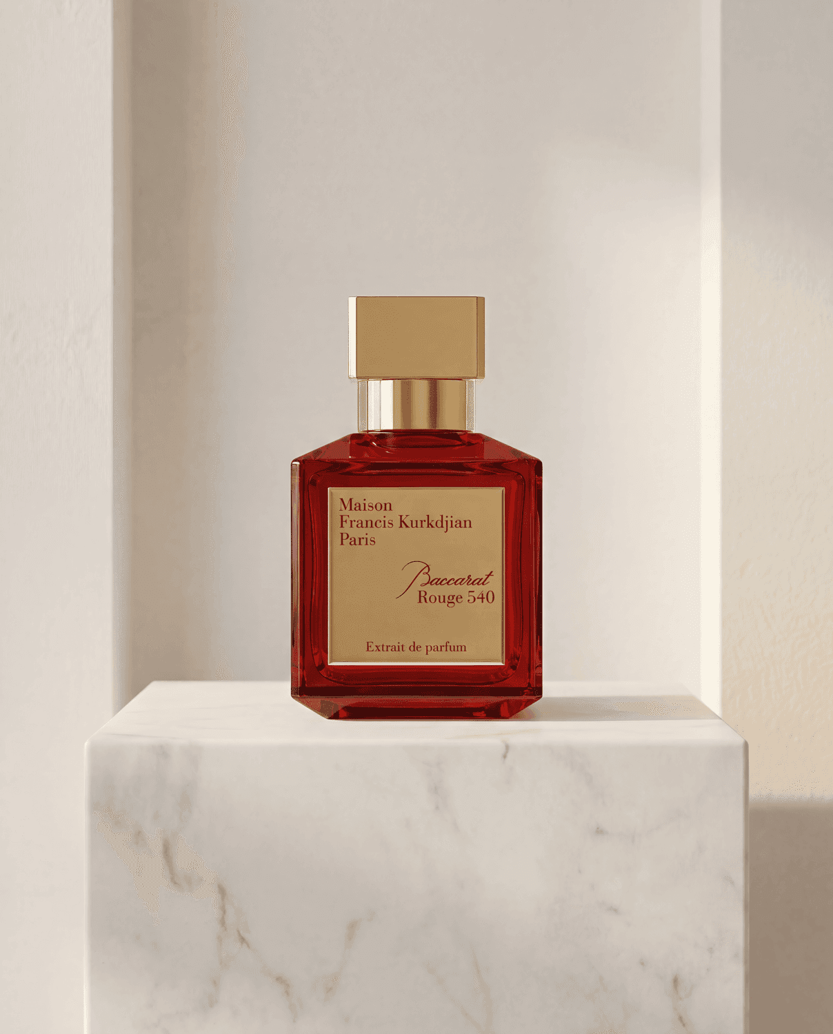 Baccarat Rouge 540 Extrait de Parfum by Maison Francis Kurkdjian - Marble Product Shot January 2026 Fragrance