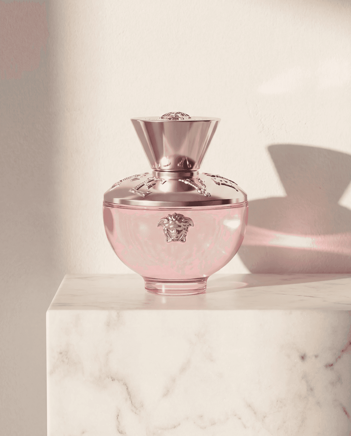 Pour Femme Dylan Blush Pink by Versace - Marble Product Shot January 2026 Fragrance