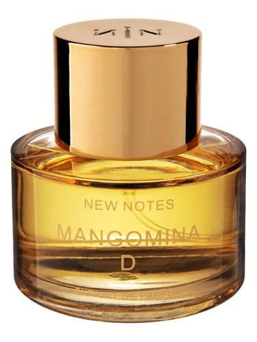 New Notes Mangomina D perfume bottle – blurred decorative background