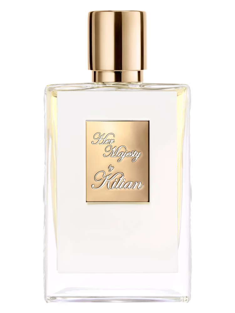 By Kilian Her Majesty perfume bottle – blurred decorative background