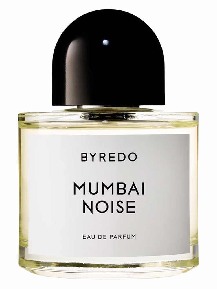 Byredo Mumbai Noise perfume bottle – blurred decorative background