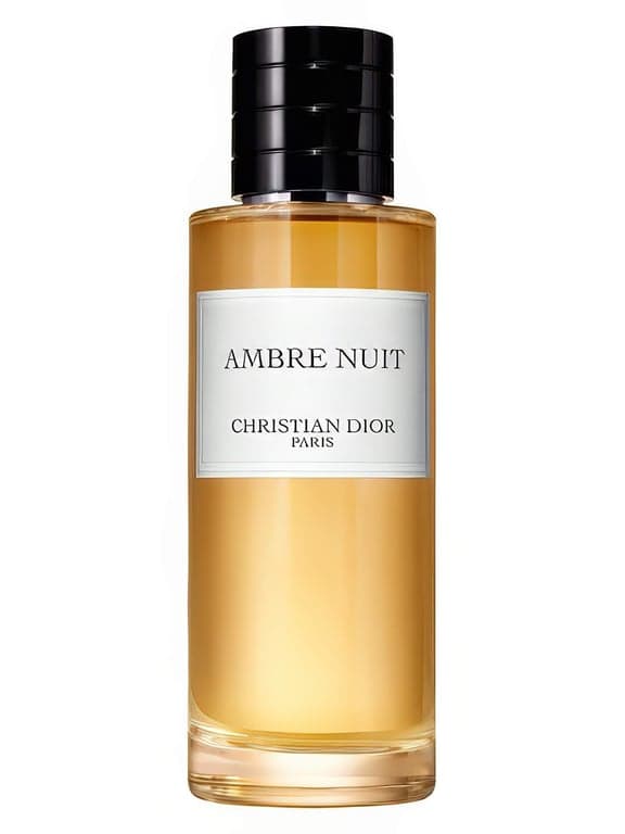 Dior Ambre Nuit perfume bottle – blurred decorative background