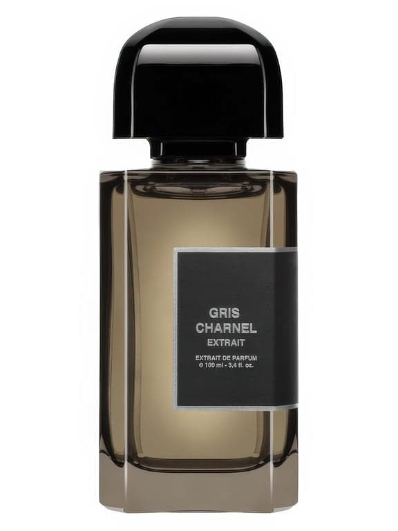 BDK Parfums Gris Charnel Extrait perfume bottle – blurred decorative background