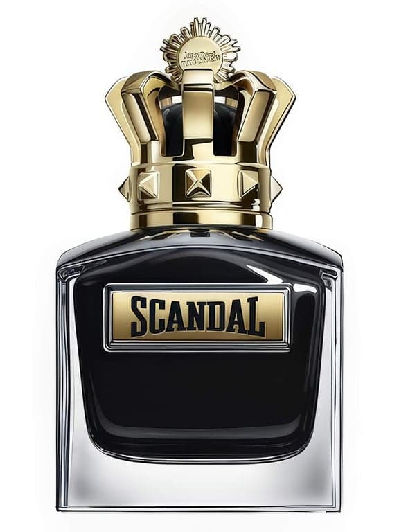Jean Paul Gaultier Scandal Pour Homme Le Parfum perfume bottle – blurred decorative background