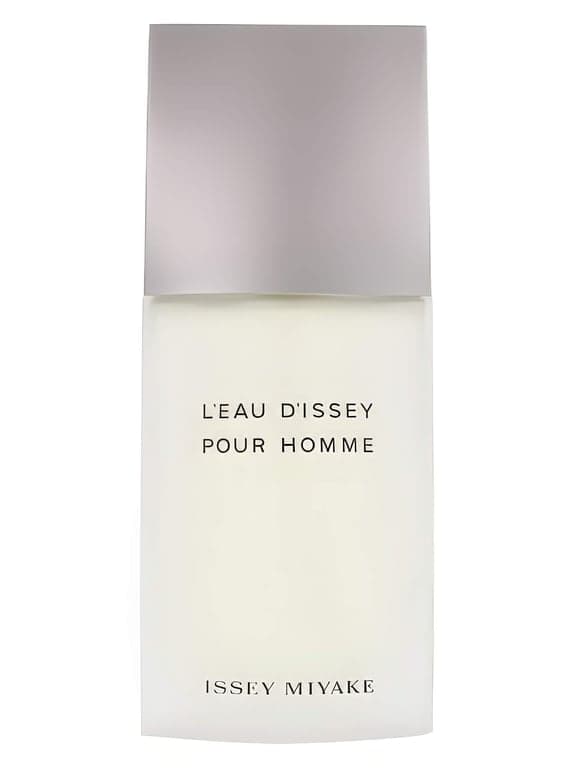 Issey Miyake L'Eau d'Issey Pour Homme perfume bottle – blurred decorative background