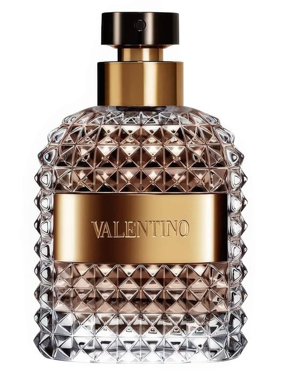 Valentino Valentino Uomo perfume bottle – blurred decorative background