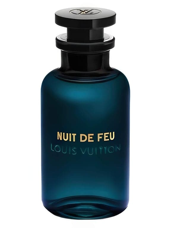 Louis Vuitton Nuit de Feu perfume bottle – blurred decorative background
