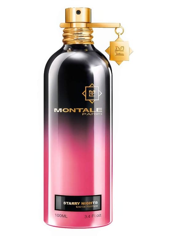 Montale Starry Nights perfume bottle – blurred decorative background
