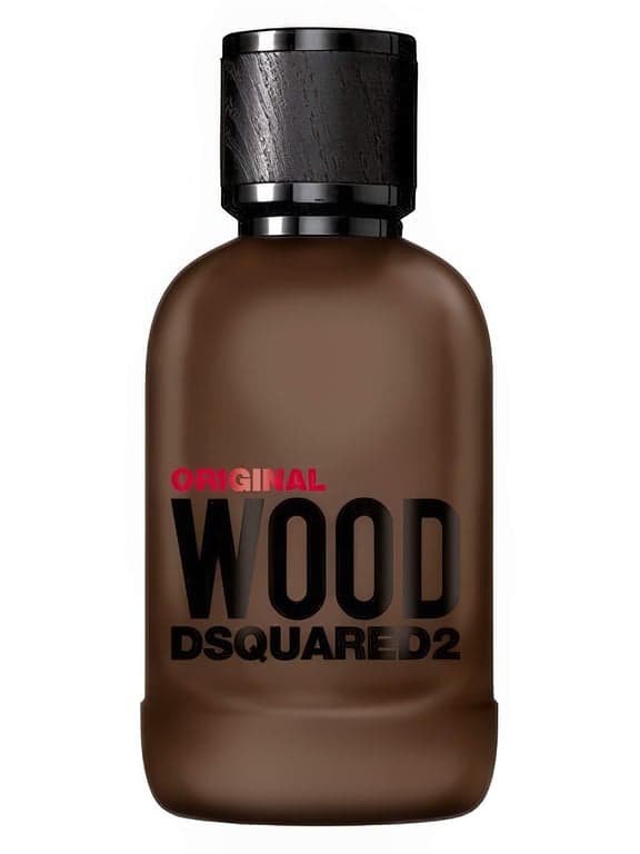 DSQUARED² Original Wood perfume bottle – blurred decorative background