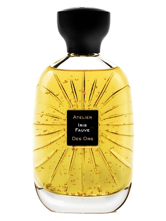 Atelier des Ors Iris Fauve perfume bottle – blurred decorative background