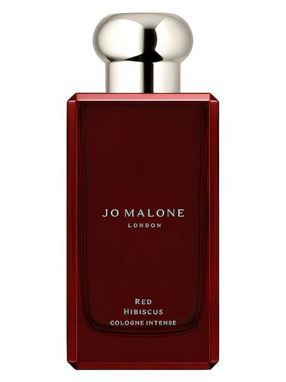 Jo Malone London Red Hibiscus perfume bottle – blurred decorative background