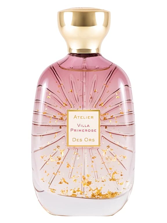 Atelier des Ors Villa Primerose perfume bottle – blurred decorative background