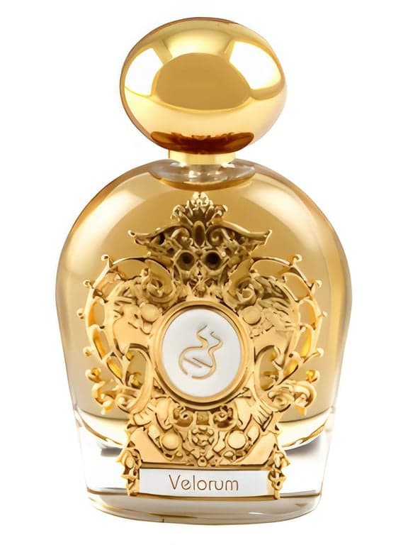 Tiziana Terenzi Velorum perfume bottle – blurred decorative background