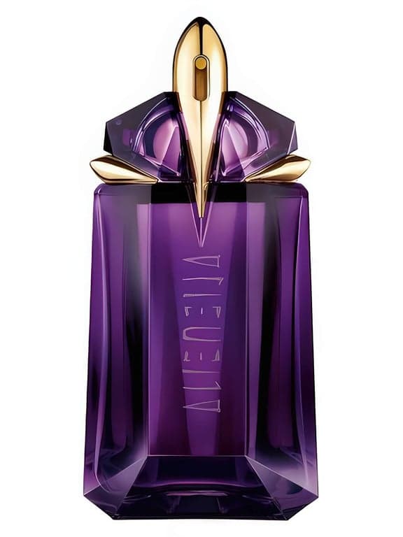 Mugler Alien perfume bottle – blurred decorative background