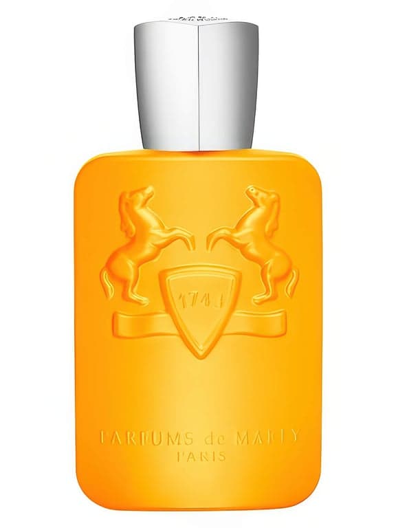 Parfums de Marly Perseus perfume bottle – blurred decorative background