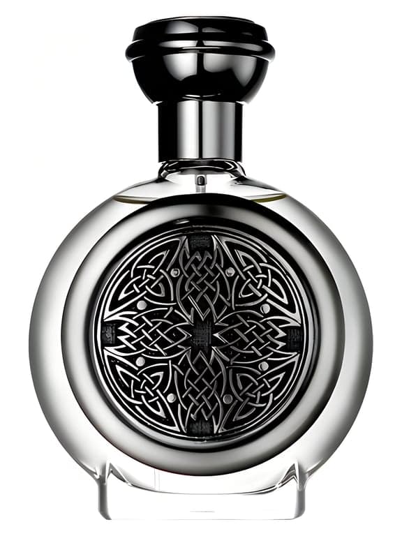 Boadicea The Victorious Ardent perfume bottle – blurred decorative background