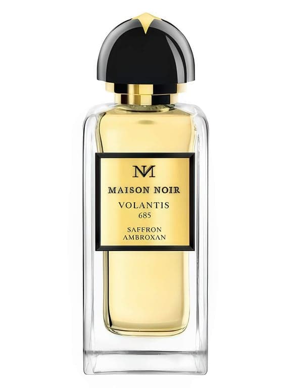 Maison Noir Volantis 685 perfume bottle – blurred decorative background