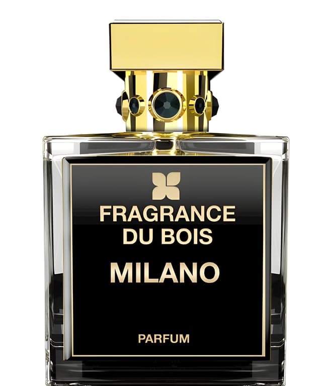 Fragrance Du Bois Milano perfume bottle – blurred decorative background