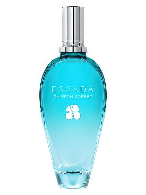 Escada Chiffon Sorbet Eau de Toilette perfume bottle – blurred decorative background