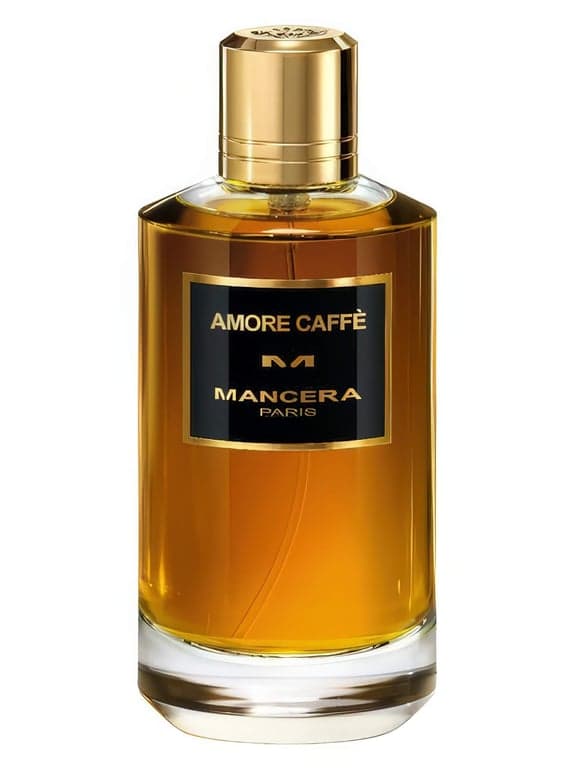 Mancera Amore Caffe perfume bottle – blurred decorative background