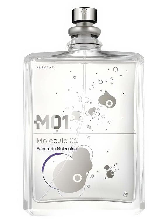 Escentric Molecules Molecule 01 perfume bottle – blurred decorative background