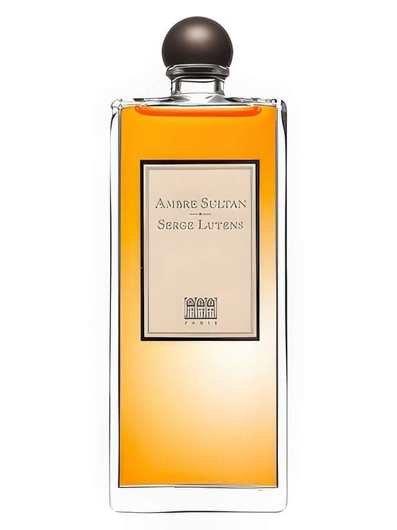 Serge Lutens Ambre Sultan perfume bottle – blurred decorative background