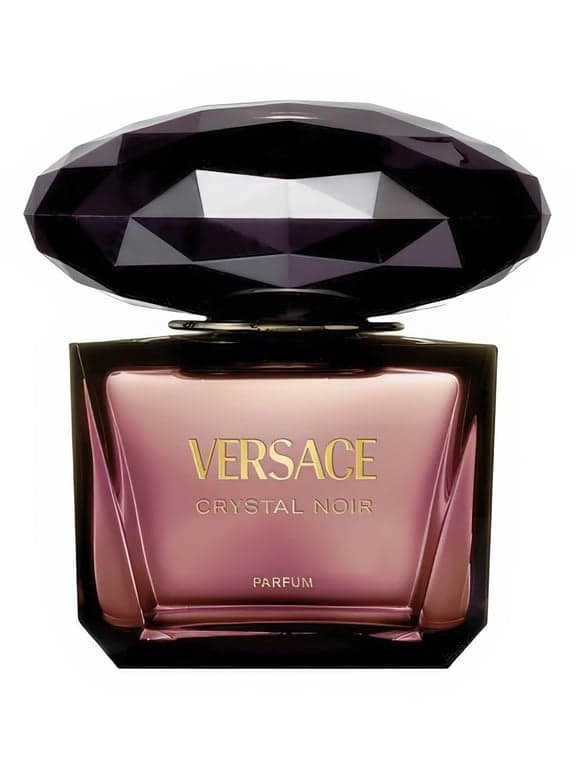Versace Crystal Noir Parfum perfume bottle – blurred decorative background