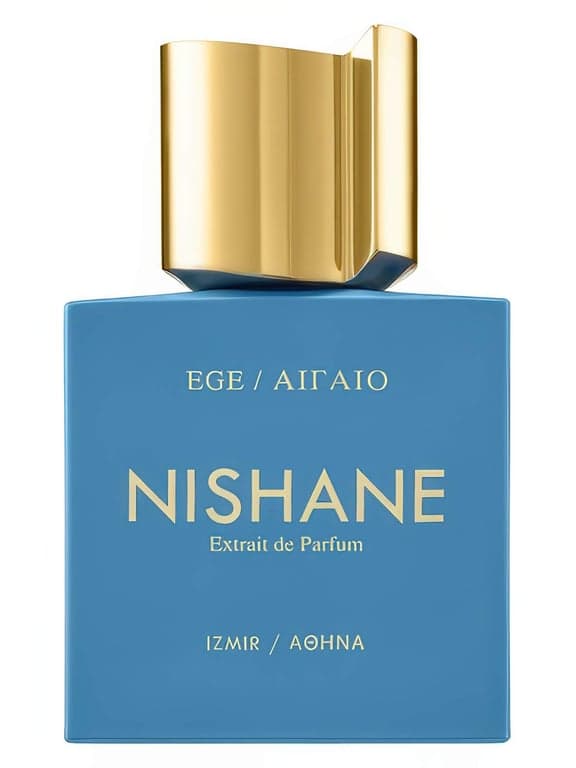Nishane EGE AIGAIO perfume bottle – blurred decorative background