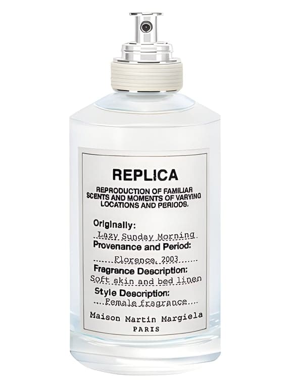 Maison Margiela Lazy Sunday Morning perfume bottle – blurred decorative background