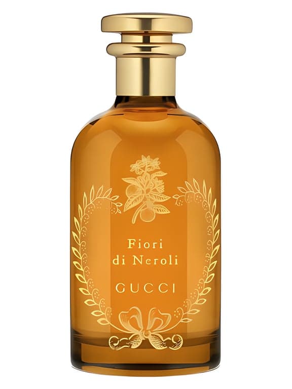 Gucci Fiori di Neroli perfume bottle – blurred decorative background