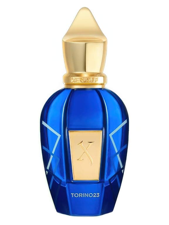 Xerjoff Torino23 perfume bottle – blurred decorative background