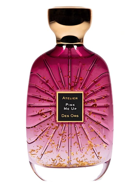 Atelier des Ors Pink Me Up perfume bottle – blurred decorative background
