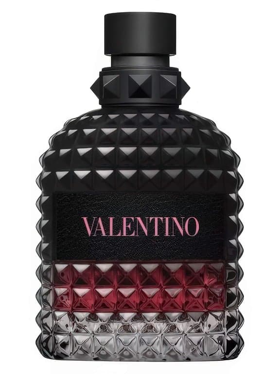 Valentino Valentino Uomo Born In Roma Intense perfume bottle – blurred decorative background