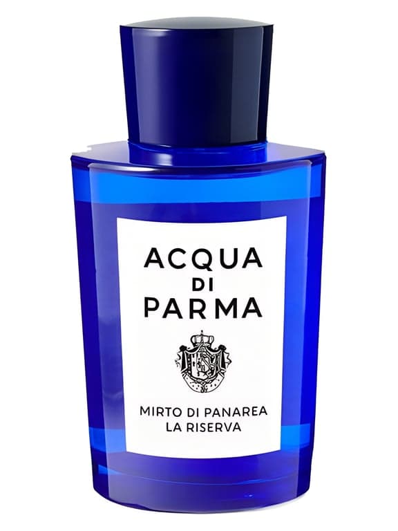 Acqua di Parma Mirto di Panarea La Spugnatura perfume bottle – blurred decorative background