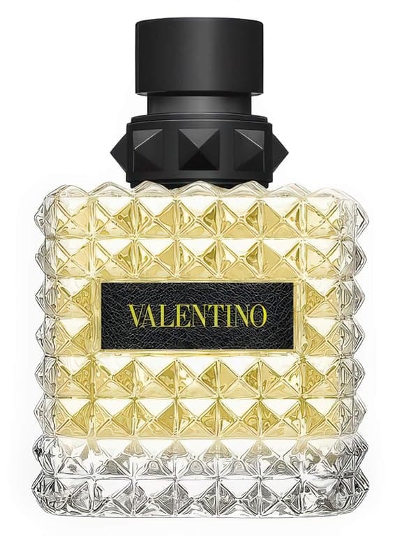 Valentino Valentino Donna Born In Roma Yellow Dream perfume bottle – blurred decorative background