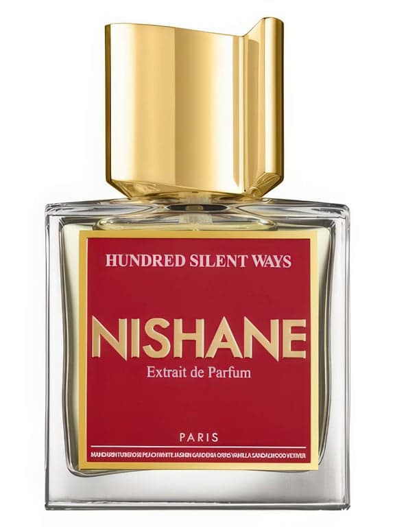 Nishane Hundred Silent Ways perfume bottle – blurred decorative background