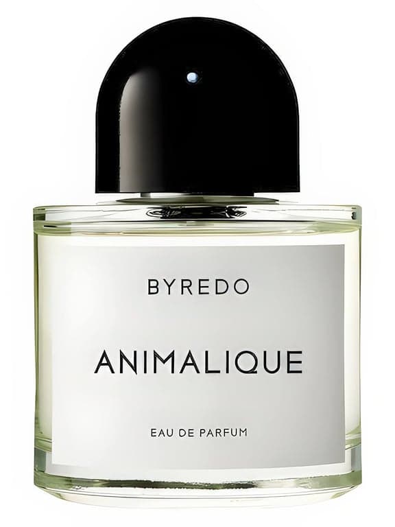 Byredo Animalique perfume bottle – blurred decorative background