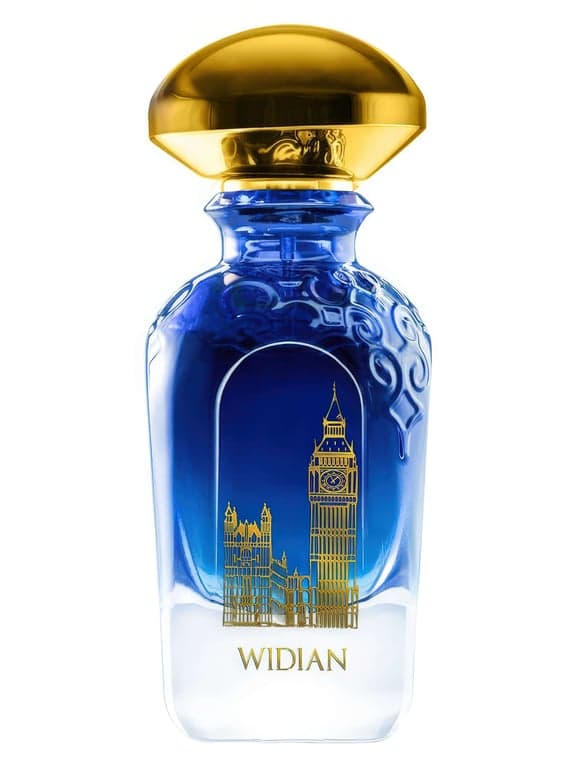 WIDIAN London perfume bottle – blurred decorative background
