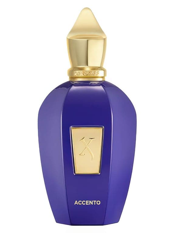Xerjoff Accento perfume bottle – blurred decorative background