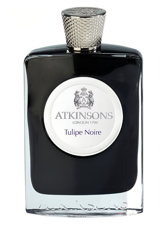 Atkinsons Tulipe Noire perfume bottle – blurred decorative background