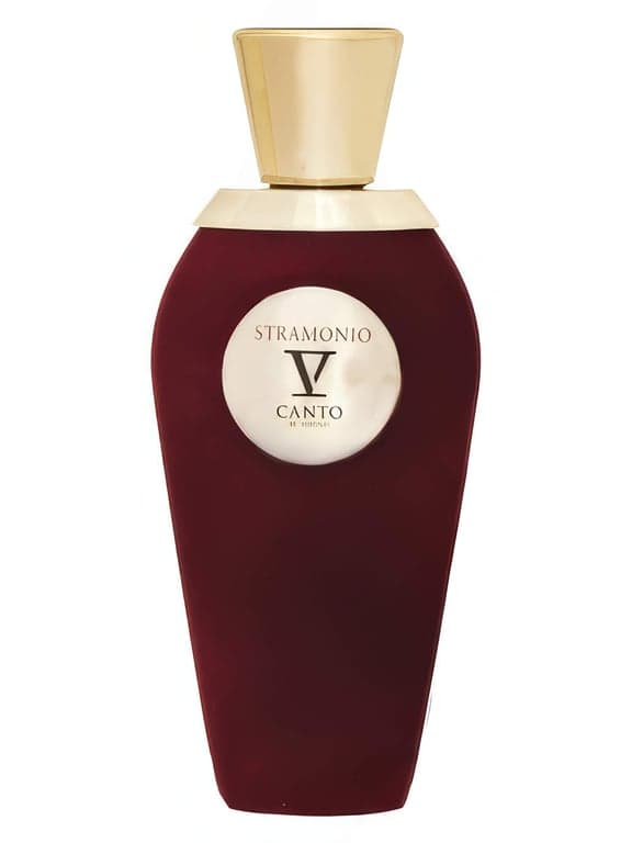 V Canto Stramonio perfume bottle – blurred decorative background