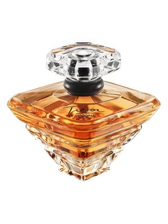 Lancôme Trésor perfume bottle – blurred decorative background