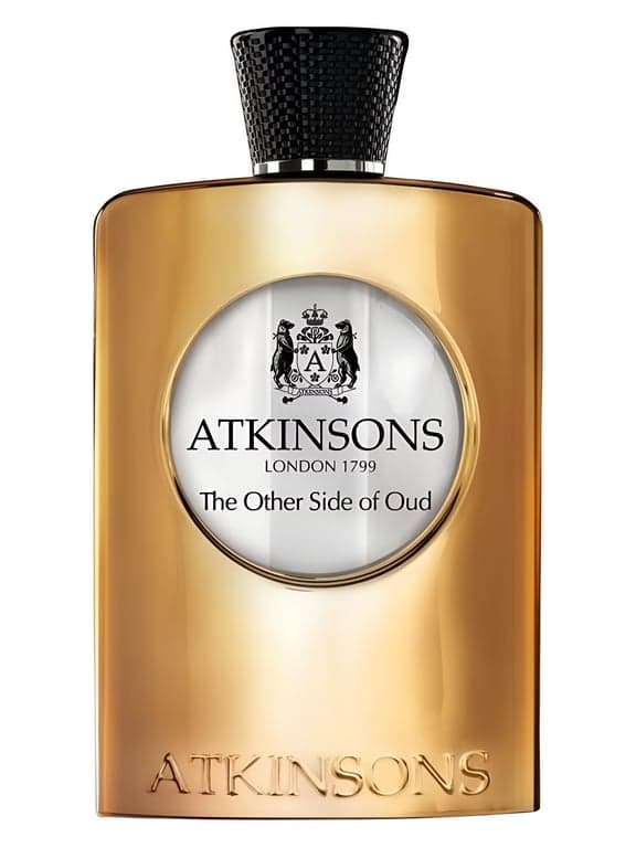 Atkinsons The Other Side of Oud perfume bottle – blurred decorative background