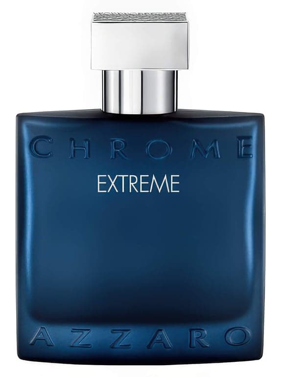 Azzaro Chrome Extreme perfume bottle – blurred decorative background