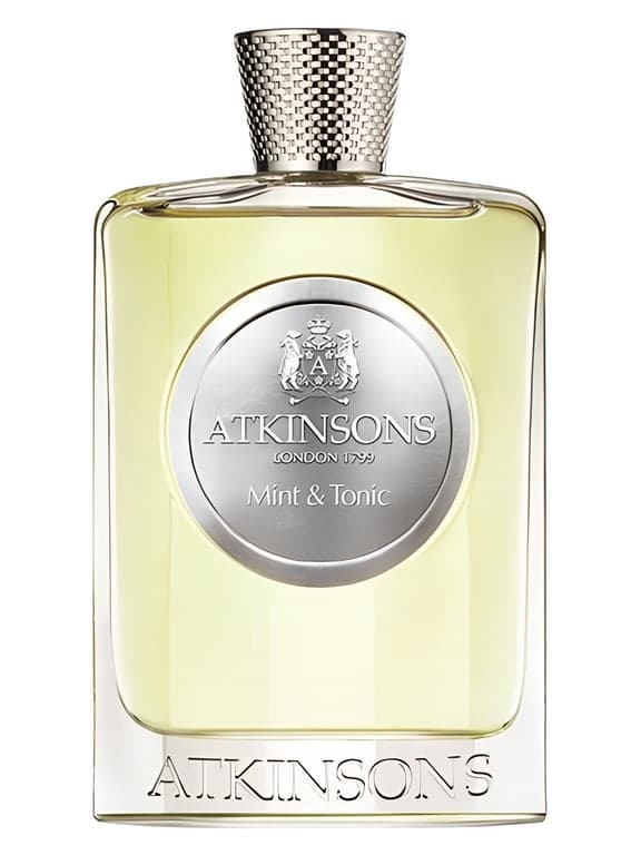 Atkinsons Mint & Tonic perfume bottle – blurred decorative background