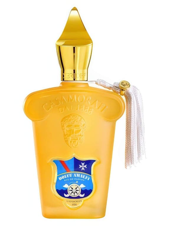 Xerjoff Dolce Amalfi perfume bottle – blurred decorative background