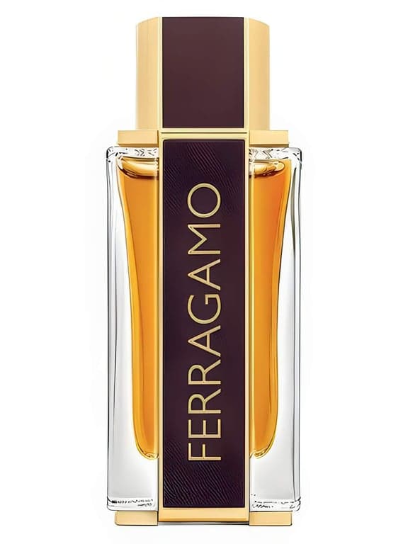 Salvatore Ferragamo Ferragamo Spicy Leather perfume bottle – blurred decorative background
