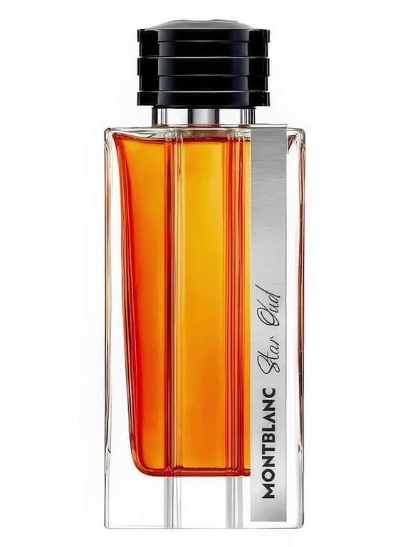 Montblanc Star Oud perfume bottle – blurred decorative background