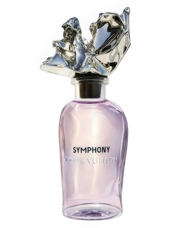 Louis Vuitton Symphony perfume bottle – blurred decorative background