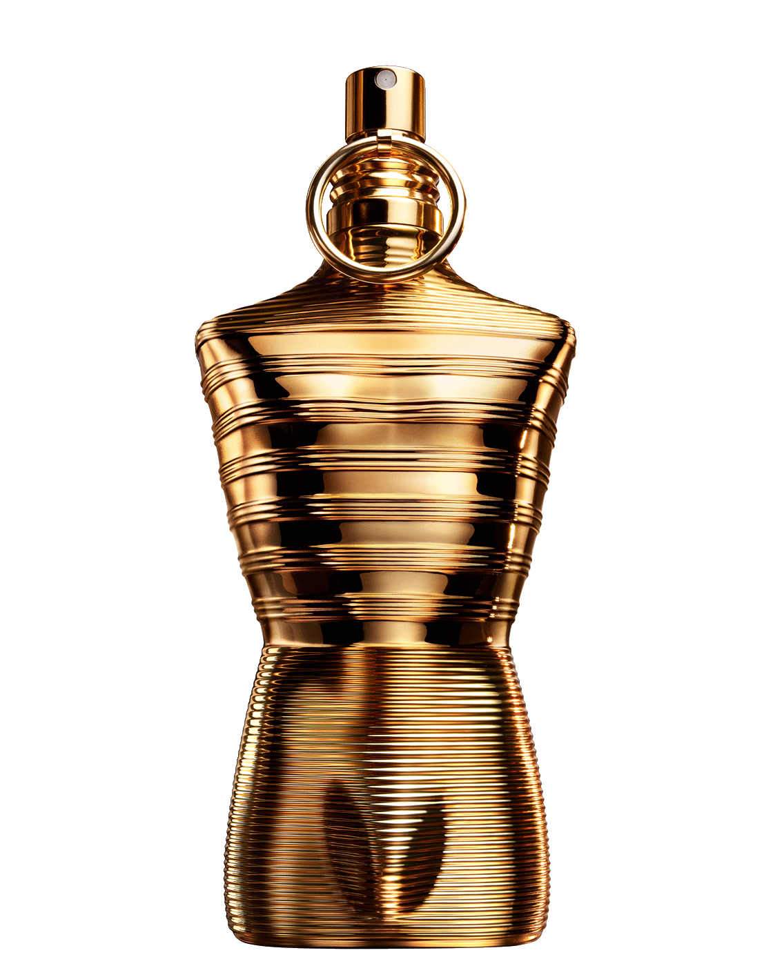 Jean Paul Gaultier Le Male Elixir Absolu perfume bottle – blurred decorative background